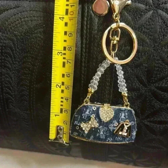 New Bag Charm Keychain Denim Mini Handbag - Picture 3 of 3